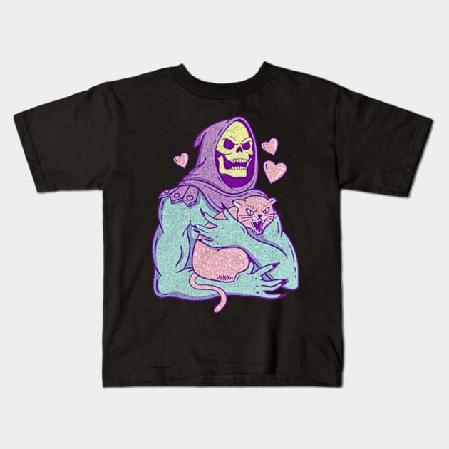 Skeletor Cat Kids T-Shirt by Working Mens College